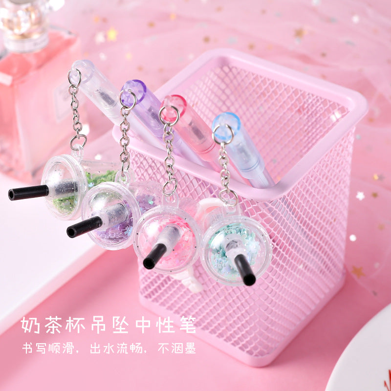 Wholesale Plastic Milk Tea Cup Pendant Gel Pen